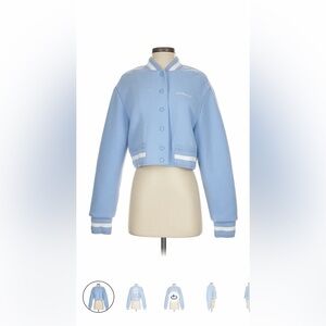 Givenchy Sky Blue Cropped Jacket with White Stripes